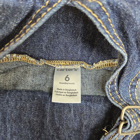 CARTER'S Baby Boy Dark Wash Snap Overalls Coveralls 6 Months - Picture 4 of 5